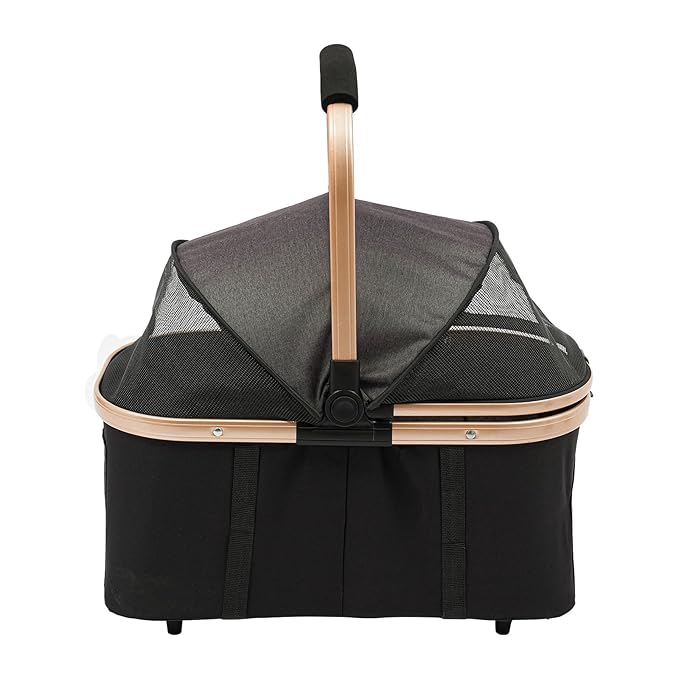 Foldable Pet Stroller for Small & Medium Dogs, Double Dog & Cat Stroller with 3-in-1 Travel System, Detachable Pet Carrier with Wheels for Cats and Dogs up to 77 lbs, Black