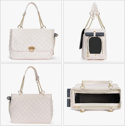 Fashion Pet Carrier Dogs Cat Small Animals Purse Bag, Leather Pet Carriers Dog Puppy Kitten Tote Travel Handbag TSA Airline-Approved