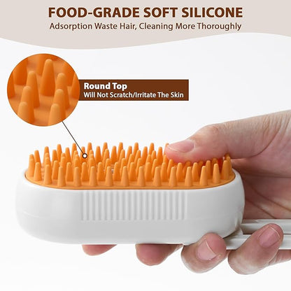 4 in 1 Cat Steam Brush, Rechargeable Steam Brush for Cats and Dogs, Anti-Static Cat Spray Brushes, Massage, Cleaning, Shedding & Combing All In One! White