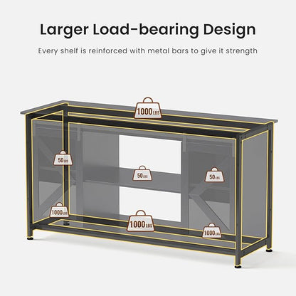 55-75 Gallon Aquarium Stand Heavy Duty Steel Frame, Fish Tank Cabinet with Accessories Storage for Reptile Terrarium & Turtle Tank - 1000lbs Capacity (Grey)