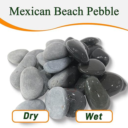 45 LB Mexican Beach Pebbles, 2-3 Inch Natural River Rocks, Premium Pebbles for Garden and Landscape Design, Decorative Stones for Fish Tank Flower Pots Water Fountains Pathways Backyard, Grey