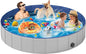 Dog Pool for Large Dogs,Foldable Plastic Pool for Dogs Slip-Resistant (XL - 87'' x 16'')