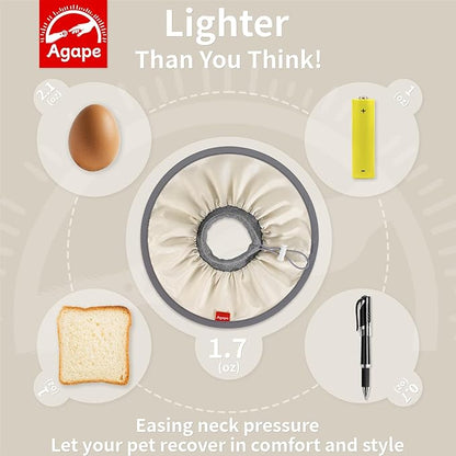 Agape Soft Cat Cone, Comfy Collar to Stop Licking & Scratching, Lightweight Recovery Collar for Cats After Surgery, Adjustable Elizabethan Collar for Neuter Recovery, Waterproof Neck Cones for Cats