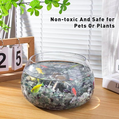 3 Lb Fluorite Crystal Chips Aquarium Fish Tank Gravel, Tumbled Crushed Stone Crystal Chips Bulk Irregular Shaped Decorative Vase Fillers Aquarium Gravel Rocks