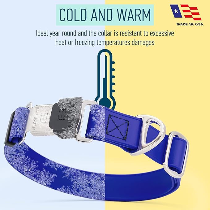 Dogline Biothane Waterproof Dog Collar with Herm Sprenger Stainless Steel Quick Release Buckle – Heavy Duty Tactical Durable Collar for Dogs – Comfortable and Safe Pet Collar W 3/4" L 12-19" Blueberry