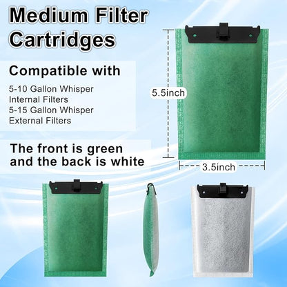 driamor 10 Pack Medium Filter Cartridges Replacement Compatible with Whisper 10i/IQ10/PF10 Aquarium Filter 5-10 Gallons
