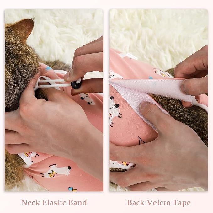 ANWA Cat Recovery Suit - Breathable Cat Onesie for Cats After Surgery Female, Kitten Surgery Recovery Suit Female Abdominal Wounds