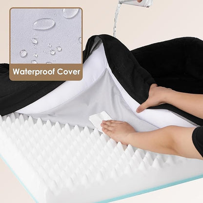 EHEYCIGA Memory Foam Dog Bed for Large Sized, Orthopedic Dog Sofa with Sides and Waterproof Liner, Washable Bolster Pet Couch with Removable Cover, 36x27x7 Inch, Black