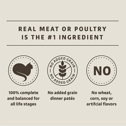 Amazon Brand - Wonder Bound Wet Cat Food, Pate, No Added Grain, Variety Pack (Beef/Chicken/Turkey & Giblet), 3 ounce (Pack of 24)