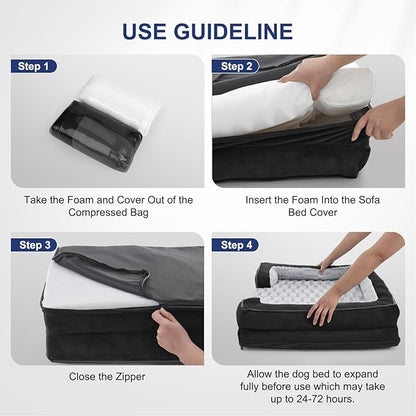 FURTIME Orthopedic Dog Bed for Small Dogs - Washable Dog Sofa Beds Small, Supportive Foam Pet Couch Bed with Removable Washable Cover, Waterproof Lining and Nonskid Bottom, Black