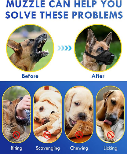 Dog Muzzle, Soft Air Mesh Muzzle for Small Medium Large Dogs Anti Biting Barking Chewing, Breathable Drinkable Adjustable Loop Pets Muzzle for German Shepherd Husky Labrador Retriever (Black,XL)