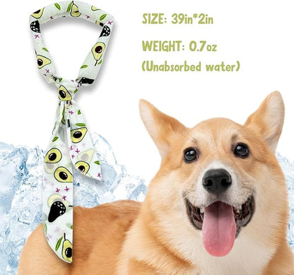 2pcs Cooling Scarf for Pets,Summer Cooling Scarves Keep Cats and Dogs Cool, Reused,Rrecycled,Suitable for Dogs (2pcs-Avocado)