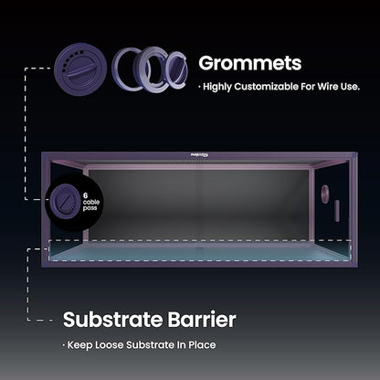 85 Gallon Reptile Tank, Front Opening Snake Tank for Easy Maintenance, Reptile Enclosure with Top Screen Ventilation 48''x24''x18''