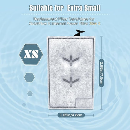 Erreloda 15 Packs Extra Small Filter Cartridges Replacement Compatible with Aqueon QuietFlow E Internal Power Filter Size 3