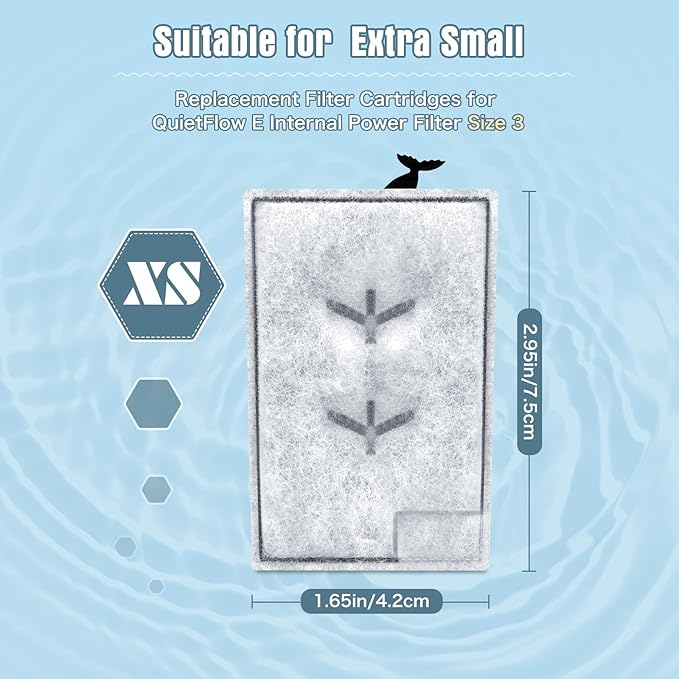 Erreloda 6 Packs Extra Small Filter Cartridges Replacement Compatible with Aqueon QuietFlow E Internal Power Filter Size 3