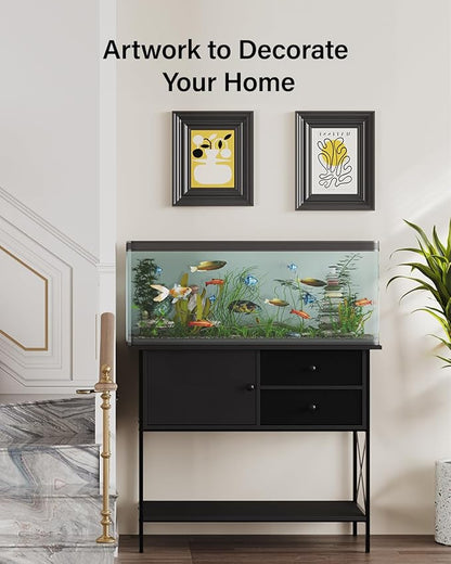 Fish Tank Stand 40 Gallon: Sturdy Aquarium Stand with Accessories Storage - Metal Tank Stands Table for 40-50 Gallon Reptile Breeder Turtle Terrarium - 36.6"x18.8" Weight Capacity 660 lbs