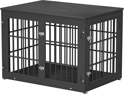 42 Inch Heavy Duty Dog Crate Furniture for Large and Medium Dogs, Decorative Pet House End Table, Wooden Cage Kennel Furniture Indoor, Black