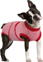 FUAMEY Dog Recovery Suit Male,Dogs Surgery Neuter Suits Puppy Spay Shirts for Female Protect Dog's Skin Anti Licking Abdominal Wounds Doggie Onesie Pet Bodysuit Alternative to Cone Red Stripes L