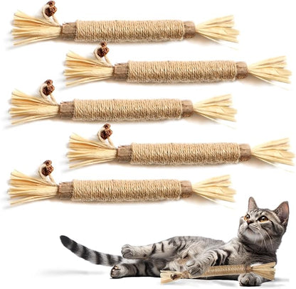8.66 inches Silvervine Sticks Cat Toys, Natural Catnip Kittens Chew Toy for Teeth Cleaning,Big Catmint Blend Stick, Dental Kitty Chews for Indoor(5 Pack)