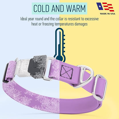 Dogline Biothane Waterproof Dog Collar with Herm Sprenger Stainless Steel Quick Release Buckle – Heavy Duty Tactical Durable Collar for Dogs – Comfortable and Safe Pet Collar, W 1" L 15-25", Amethyst