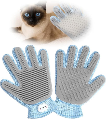 2 in 1 Pet Grooming Glove for Cats & Dogs, Efficient Deshedding Brush Pet Long Short Fur Removal Glove, Gentle Massaging Puppy Kitten Bathing Grooming Brush Tool, Easy Clean Floating Hair Mitt