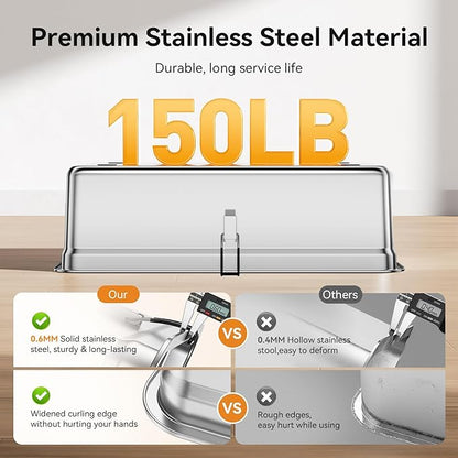 All-Metal 28" Extra Large Stainless Steel Cat Litter Boxes with Lid Metal Cat Litterbox Pan for Big Cats and Multiple Cats, Anti-Leakage, Easy Cleaning, Include Scoop