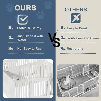 2 Room Dog Playpen with Door,DIY Shape Combination Puppy Pen,16-Panel+2 Link Piece+Large Door+Small Door,25.5" H Dog Fence,Non-Slip&Secure Pet Gate,Easy to Assemble