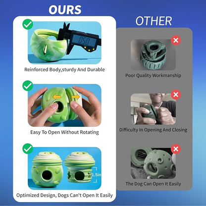 Dog Toy, Frozen Treat Toys, Treat Dispensing Chew Toy for Small Medium Large Dogs, Long-Lasting Interactive to Keep Pup Distracted & Reduces Anxiety, Freezable Fillable Dog Puzzle Toys - Green