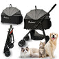4 Wheels Pet Stroller 4 in 1 Pet Stroller with Detachable Carrier for Small & Medium Dogs Cats up to 55 lbs Easy-Folding Travel Dog Wagon with Car Seat Breathable Mesh,Gray