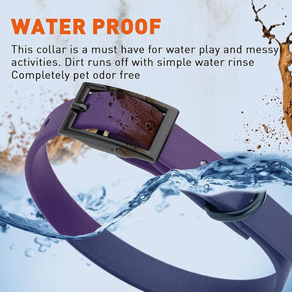 Dogline Biothane Waterproof Dog Collar Strong Coated Nylon Webbing with Black Hardware Odor- Proof for Easy Care Easy to Clean High Performance Fits Small Medium or Large Dogs, Violet Purple