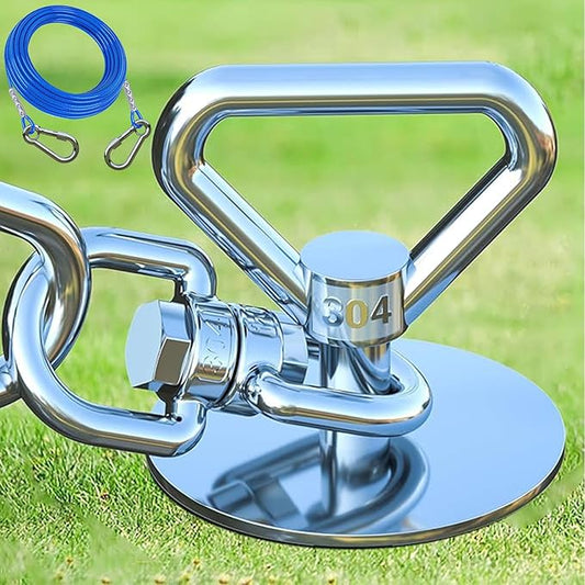 Dog Tie Out Cable and Stake,(up to 200lbs) 360° Swivel Dog Run Anchor -with 30FT Heavy Duty Cable,Runner for Yard-Dog Stake for Yard Outdoor Camping