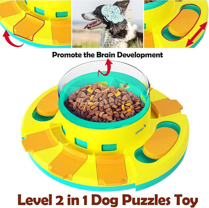 Dog Puzzle Toys for Dog Boredom and Mentally Stimulating, Interactive Slow Food Feeder Dispenser, Professional Level 2 in 1 for Large/Medium/Small Dog