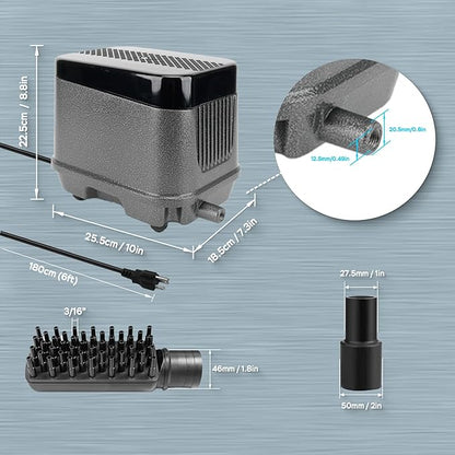 AquaMiracle Linear Air Pump ZP-40/ZP-60/ZP-100/ZP-200 for Pond Aeration, 635/950/1600/4000GPH Septic Air Pump Pond Aerators for Outdoor Ponds, Waste Treatment, Aquarium, Fish Farm, Seafood Restaurant