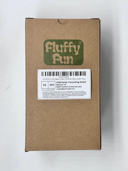 100% Organic Cotton Baby Elephant Stuffed Animal 7.1" | Blue Soft Toy for Newborn