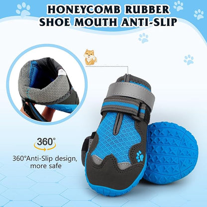 Dog Shoes for Large Medium Small Dog, Mesh Breathable Dog Shoes for Hot Pavement, Anti-Slip Dogs Boots Paw Protectors with Reflective for Outdoor Walking Indoor Hardfloors (Size 7)