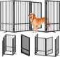 Full Metal Freestanding Dog Gate with Door, 36''Height Foldable Pet Dog Fence for Indoor & Outdoor, 4 Panels Extra Wide Free Standing TallDog Gates for Doorways,House,Stairs,Porch,Deck,Yard