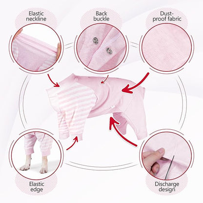 Dog Recovery Suit, Abdominal Wound After Surgery Wear, Anti Licking Bodysuit with Snaps, E-Collar & Cone Alternatives, Long Sleeve Dog Spay Surgical Pajamas Prevent Shedding(3XL, Pink)