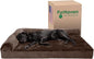 Furhaven Cooling Gel Dog Bed for Large Dogs w/ Removable Bolsters & Washable Cover, For Dogs Up to 125 lbs - Plush & Velvet L Shaped Chaise - Sable Brown, Jumbo Plus/XXL