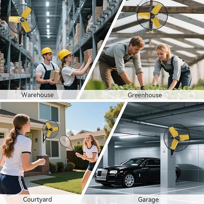 8800 CFM 24" Outdoor Commercial Wall Fan Oscillating, IP44 Waterproof Wall Mount Fan, Heavy Duty, 3 Speed, Adjustable Tilt for Factory, Warehouse, Garage, ETL Listed