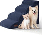 4-Step Dog Stairs and Ramp for Beds or Couches,Non-Slip Sturdy Pet Steps for Small Dogs and Cats,17.4" H,Blue