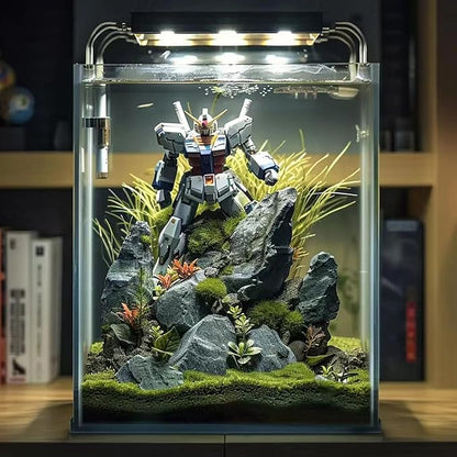 3 Gallon Glass Fish Tank, Easy to Maintain Small Aquarium for Betta/Snails/Shrimp and Aquatic Planting.