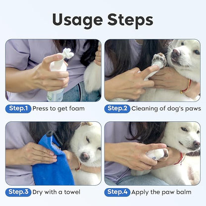 Dog Paw Care Kit- 2 Packs Cleaner for Dogs Large Medium Small XL Breed-Dog Paw Balm for Heals - Repairs & Restores Dry - Cracked Paws & Nose Protector for Pet Foot Washer Care