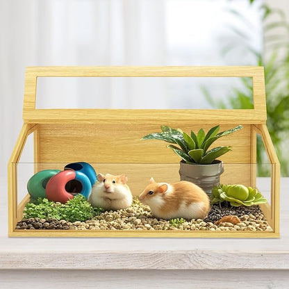 48" Large Hamster Cage, Chewproof Gerbil Cages and Habitats, Openable Top Roof Window with Silencing Pad, Wooden Guinea Pig Cage for Small Animals, Dwarf and Syrian Hamster, 40 x 20 x 20 Inches