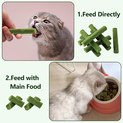 225g Cat Grass Teething Stick, Delicious Cat Treat Snack Edible Cat Chew Toy for Teeth Cleaning and Hairball Removal in Cats