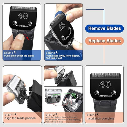 4PCS Dog Grooming Replacement Blades Compatible with Andis/Oster A5/Wahl KM-10 Series Dog Clippers,Detachable Clipper Replacement Blade,Black (4PCS Black-#3FC+4FC+5FC+7FC)