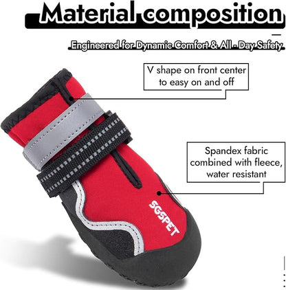 Dog Shoes for Large Dogs, Medium Dog Boots & Paw Protectors for Hardwood Floors, Outdoor Dog Booties for Hot Pavement Winter Snow Hiking, Waterproof Dog Shoes with Reflective (Red, 6# (L))