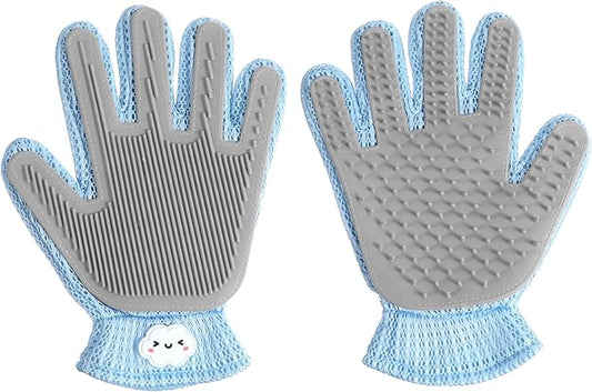 2 in 1 Pet Grooming Glove for Cats & Dogs, Efficient Deshedding Brush Pet Long Short Fur Removal Glove, Gentle Massaging Puppy Kitten Bathing Grooming Brush Tool, Easy Clean Floating Hair Mitt