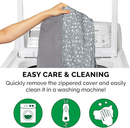 FurHaven Supportive Cooling Memory Foam L Chaise Dog Bed with Washable & Removable Cover - Plush & Almond Print - Gray Almonds, Dogs Up to 35 lbs - Medium