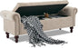 58.1'' Storage Bench Upholstered Chenille End of Bedroom Bed Bench Ottoman with Tufted Cushioned Rolled Arm Large Storage Space for Reading Living Room Entryway, Light Brown