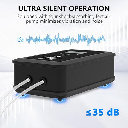 fishkeeper Rechargeable Aquarium Air Pump, 8W 130GPH Ultra Quiet Fish Tank Air Pump for 10-120 Gallon Tanks Adjustable Oxygen Aerator Pump for Outdoor-Fishing, Power Outages and Emergency